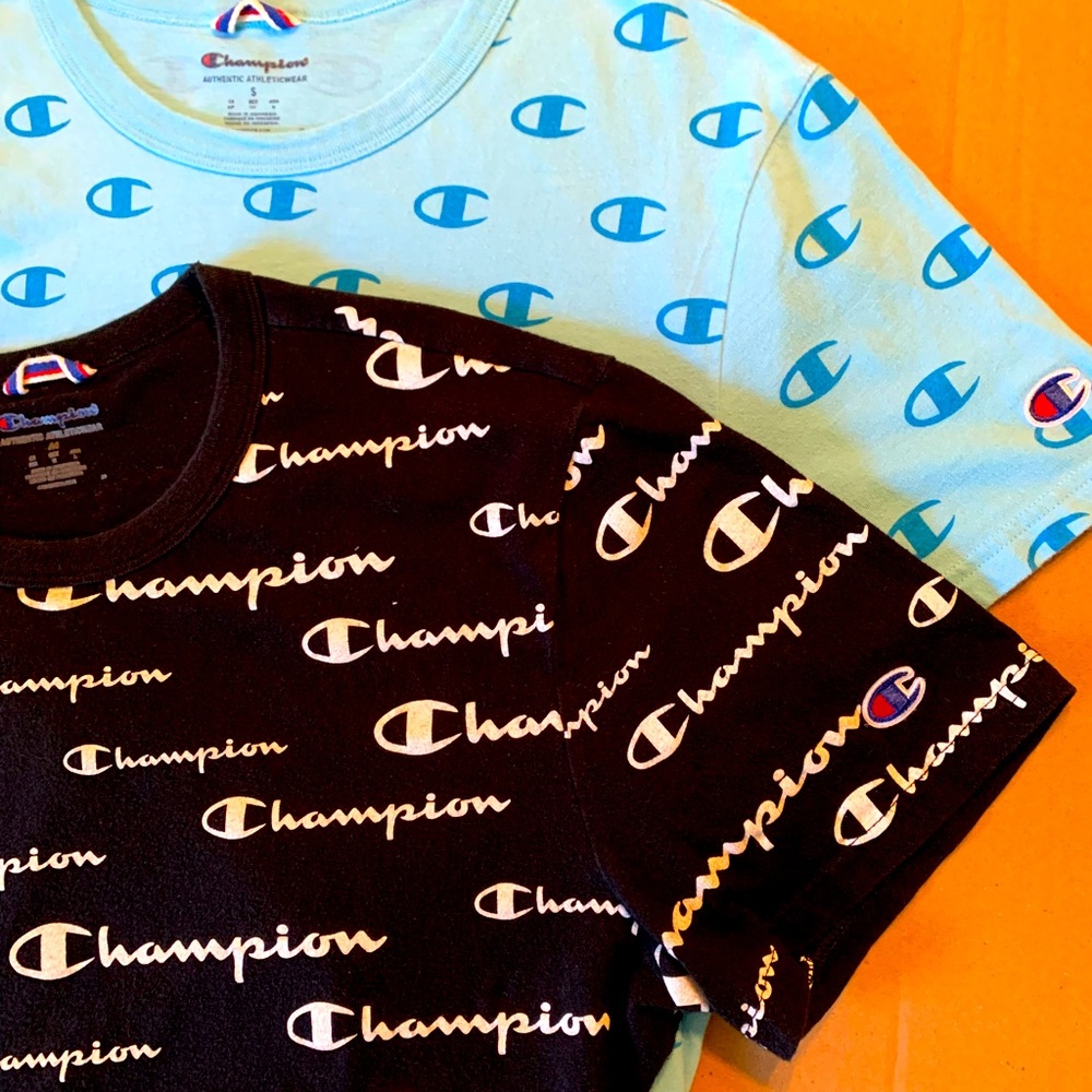 2 Champion shirt blue and black perfect condition